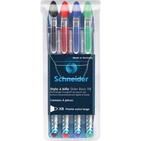 Pochette de 4 stylos à bille Slider Basic Pte Extra Large Multicolore SCHNEIDER