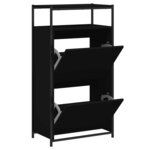 vidaXL Armoire à chaussures noir 60x34x112 cm bois d'ingénierie