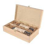 Coffret bois 2 bouteilles couvercle à charnières 34 x 18.5 x 7.5 cm