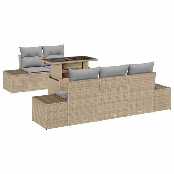 vidaXL Ensemble de canapé de jardin 6 Pièces beige et gris clair