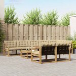 vidaXL Ensemble de canapés d'extérieur 9 Pièces Blanc et Beige