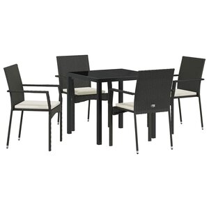 vidaXL Ensemble de salle à manger pour jardin 5 Pièces Noir polyrotin