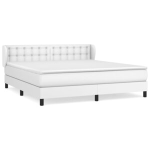 vidaXL Sommier à lattes de lit avec matelas Blanc 160x200cm Similicuir