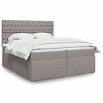 vidaXL Sommier à lattes de lit avec matelas Taupe 200x200 cm Tissu