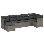 vidaXL Salon de jardin avec coussins 7 Pièces gris résine tressée