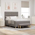 vidaXL Lit à ressorts avec matelas Taupe 140 x 190 cm tissu
