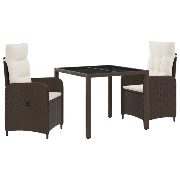 vidaXL Ensemble de repas extérieur 3 Pièces Marron et crème blanche