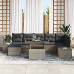 vidaXL Ensemble de canapé de jardin 8 Pièces Gris Poly rotin