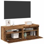 vidaXL Meubles TV avec lumières LED 2 Pièces vieux bois bois d'ingénierie