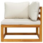vidaXL Canapé d'angle sectionnel et coussin blanc crème Bois d'acacia