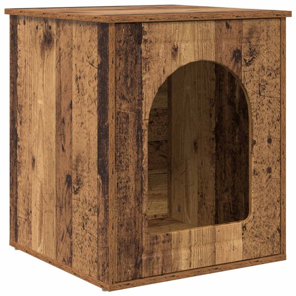 vidaXL Maison pour chat Bois ancien 53 x 52 x 62 cm Bois d'ingénierie