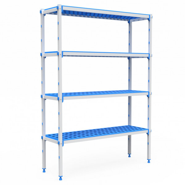 Rayonnage aluminium 4 niveaux compatible bac gn 2/3 -  l 3380 à 4600 mm - pujadas -  - aluminium3621 mm x385x1750mm