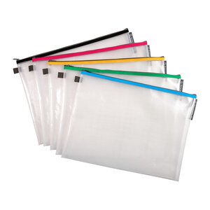 Pochettes de rangement à fermeture éclair a3 exacompta couleurs assorties - lot de 10