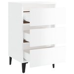 vidaXL Tables de chevet pieds en métal 2 Pièces blanc brillant 40x35x69cm