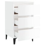 vidaXL Tables de chevet pieds en métal 2 Pièces Blanc brillant 40x35x69cm