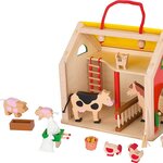 Jouet de la ferme en bois valise avec figurines Goki - Jouets en bois