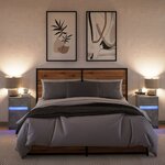 vidaXL Armoires de chevet et lumières LED 2 Pièces gris béton