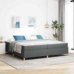 vidaXL Lit à ressorts avec matelas Gris foncé 200 x 200 cm tissu