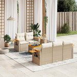 vidaXL Salon de jardin avec coussins 6 Pièces beige résine tressée