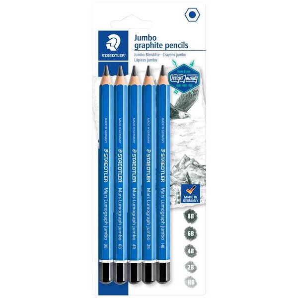 Crayon graphite Mars Lumograph jumbo blister de 5 STAEDTLER