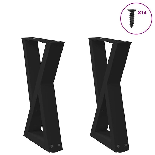 vidaXL Pieds de table basse 2 pièces Noir 38 x (42-43 3) cm Acier