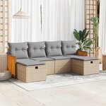 vidaXL Salon de jardin avec coussins 6 Pièces beige résine tressée