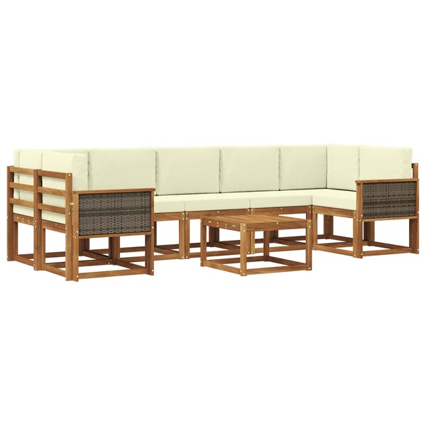 vidaXL Ensemble de canapés d'extérieur 6 Pièces Naturel et Crème