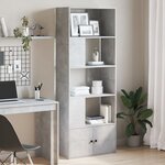 vidaXL Bibliothèque gris béton 70x36x189 cm bois d'ingénierie