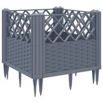 vidaXL Jardinière avec piquets gris 43 5x43 5x43 5 cm PP