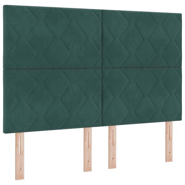 vidaXL Tête de Lit LED Geometric Manuel Vert foncé 144 cm Velours