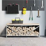 vidaXL Étagère à bois de chauffage avec plateau en bois blanc