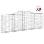 vidaXL Paniers à gabions arqués 9 Pièces 300x30x100/120 cm fer galvanisé