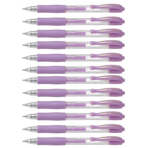 Stylo bille à encre gel G2 07 Pointe Moyenne Violet pastel x 12 PILOT