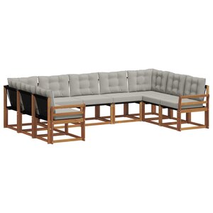 vidaXL Ensemble de canapés d'extérieur 9 pc Gris Naturel et Clair
