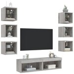 vidaXL Unités murales TV avec LED 8 Pièces gris sonoma bois d'ingénierie