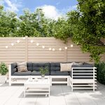 vidaXL Salon de jardin 6 Pièces avec coussins blanc bois massif