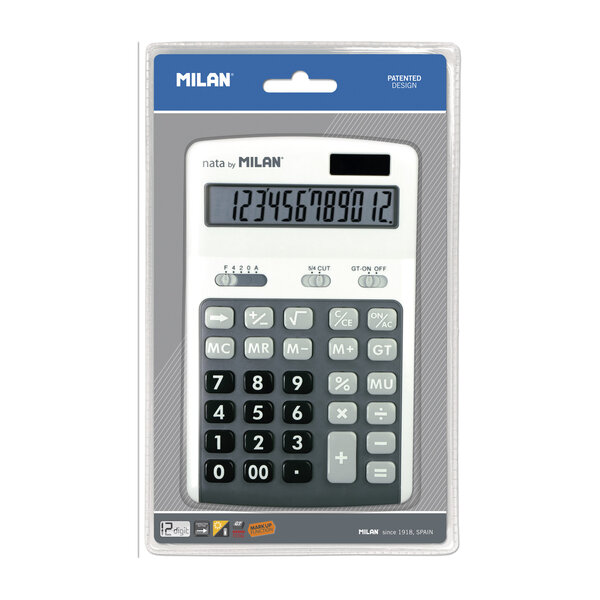 Calculatrice grise 12 chiffres grandes touches