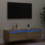 vidaXL Meuble TV avec lumières LED chêne sonoma 100X35 5x25 cm