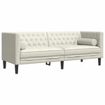 vidaXL Canapé Chesterfield avec traversins 3 places crème velours