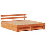 vidaXL Cadre de lit avec tête de lit Brun cire 180 x 200 cm Pin massif