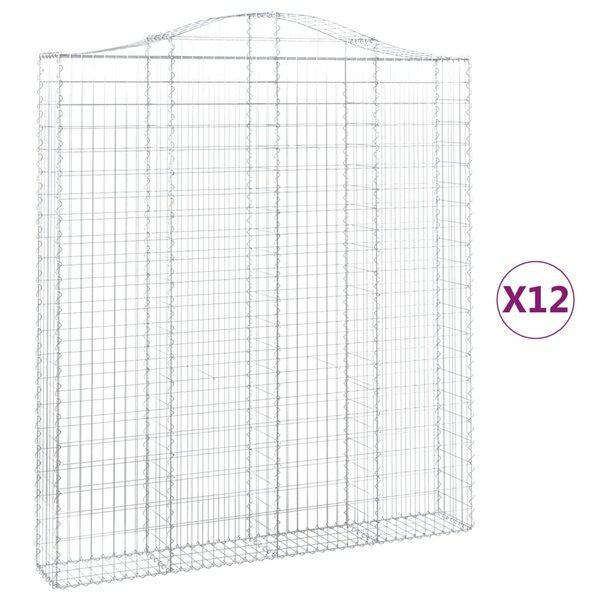 vidaXL Paniers à gabions arqués 12 Pièces 200x30x220/240 cm fer galvanisé