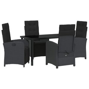 vidaXL Ensemble de salle à manger pour jardin 5 Pièces Noir polyrotin
