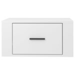 vidaXL Table de chevet murale Blanc brillant 50x36x25 cm