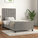 vidaXL Cadre de lit avec tête de lit Gris clair 90x200 cm Velours
