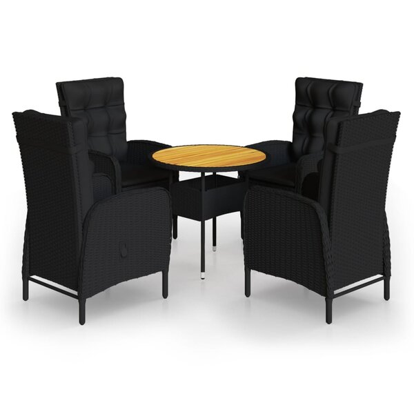 vidaXL Ensemble de bistro de jardin 5 Pièces Résine tressée Noir