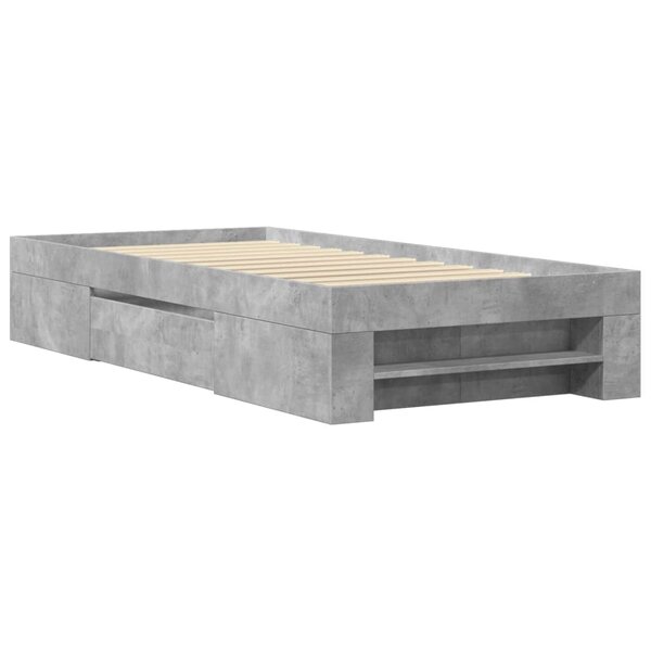 vidaXL Cadre de lit gris béton 100x200 cm bois d'ingénierie