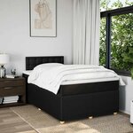 vidaXL Sommier à lattes de lit avec matelas noir 120x190 cm tissu