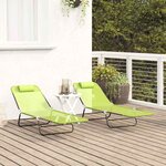 vidaXL Chaise longue pliante 2 Pièces Vert 182 x 55 x 85 5 cm Textilène