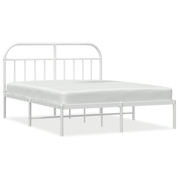 vidaXL Cadre de lit métal sans matelas et tête de lit blanc 160x200 cm