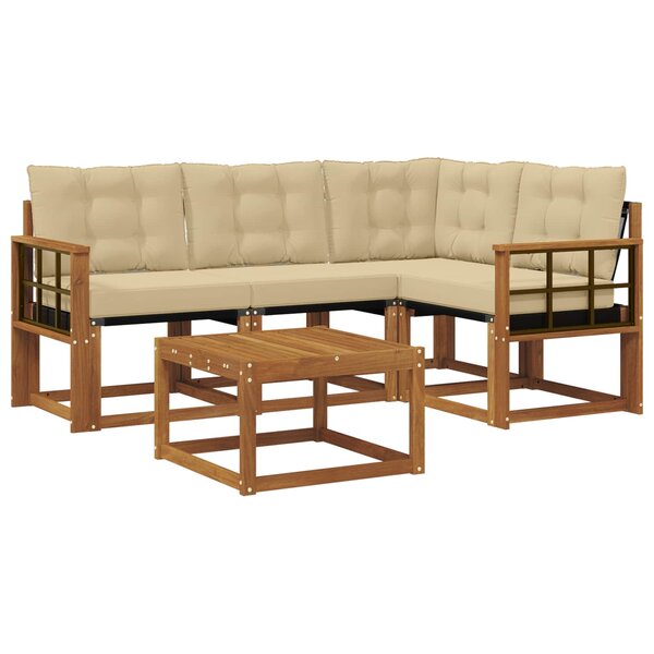 vidaXL Ensemble de canapés d'extérieur 5 pc Naturel et Beige